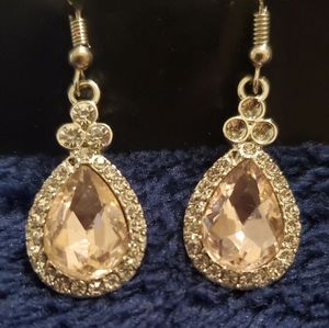 Silver Rhinestone Dangle Earrings